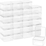 BELLE VOUS Kleine Klare Plastikbox mit Deckel Set (24 Stk) - L6,2 x B6,2 x H4 cm Boxen mit Klappdeckel – Stapelbare Acrylbox mit Deckel für Pillen, Perlen, Schmuck, Bastelartikel & Kleinteile - Preisvergleich