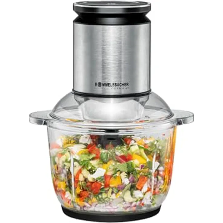 Rommelsbacher Multi Zerkleinerer MZ 600, 2,0 Liter Glasbehälter, kraftvoller Motor, 22-stufige Drehzahlregulierung, Edelstahl-Spezialmesser