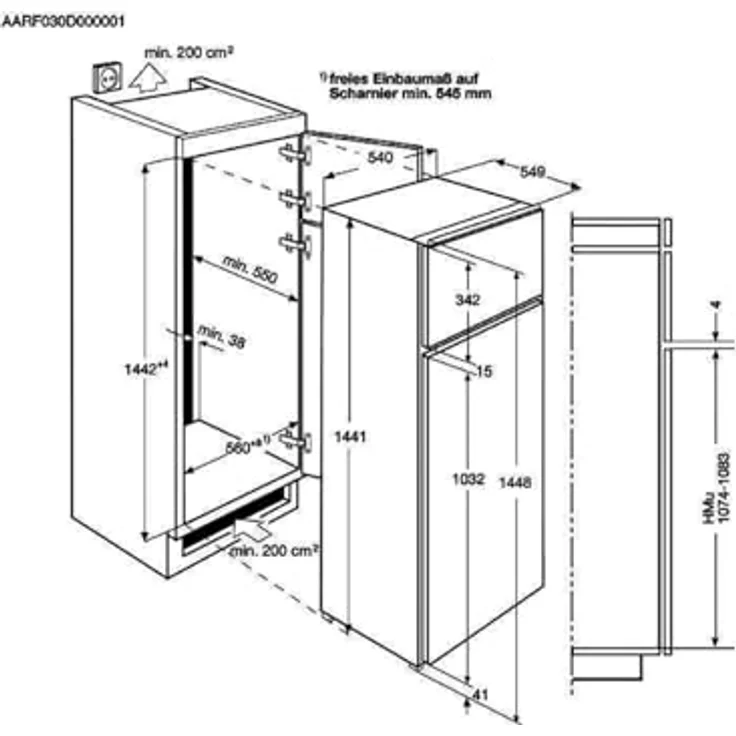 AEG OSD5S141ES 5000 ColdSense Kühl-Gefrierkombination, 1446mm, 218L, LowFrost, Schlepptür, Weiß – Bild 7