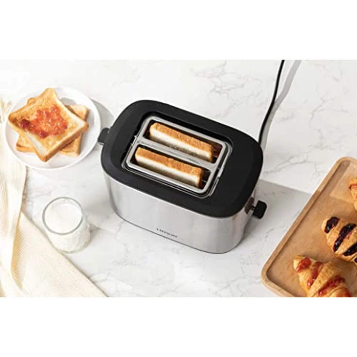 Linsar - Toaster - Zwei-Scheiben-Toaster - Mit Touchdisplay, 6 Bräunungsstufen, Herausnehmbarer Krümelschublade, Integriertem Brötchenaufsatz und Abschaltautomatik - 980 Watt - (Edelstahl) – Bild 4