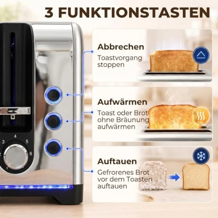 HOMCOM Wasserkocher und Toaster Set, 1,7 l Schnellkoch-Wasserkocher und 4-Scheiben-Toaster, Silber – Bild 6