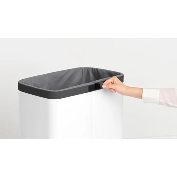 Brabantia Bo Wäschesack 60L, Ersatzbeutel für Wäschesammler, tragbar, hygienisch, Baumwollbeutel mit Klettverschluss, grau – Bild 5