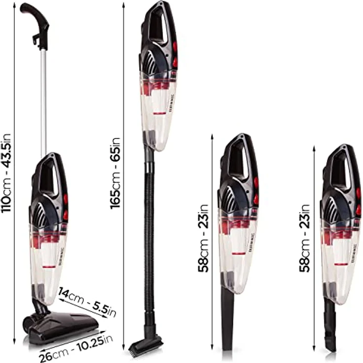 Duronic VC8 -BK beutelloser Staubsauger | 800 Watt | Handstaubsauger | Standstaubsauger | Stielstaubsauger | 2-in-1 Staubsauger | HEPA Filter – Bild 3