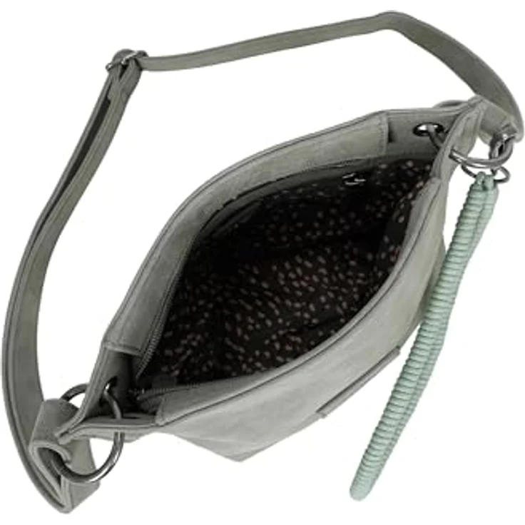 Fritzi aus Preußen Fritzi03N Vintage Umhängetasche, graue Crossbody Bag aus weichem Material mit verstellbarem Schulterriemen und Zipperfach – Bild 3