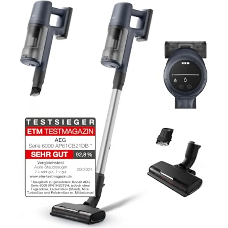 AEG 6000 Akku-Staubsauger / Kabellos / Bis zu 99 % Staubaufnahme / 40 min Laufzeit / AP61CB21DB