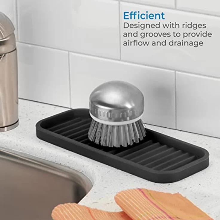 InterDesign Lineo Trennwand für Spülbecken, Silikon Waschbecken-Ablage 9 x 3.5 x .5 schwarz – Bild 4
