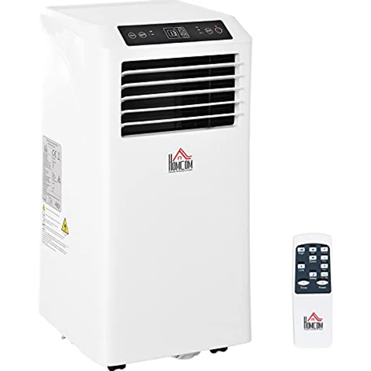 HOMCOM Mobile Klimaanlage 9K BTU, 3-in-1 Klimagerät mit Kühl-, Entfeuchtungs- und Ventilationsfunktion, Fernbedienung, 2 Geschwindigkeitsstufen, 24h Timer, LED-Display, Weiß – Bild 1