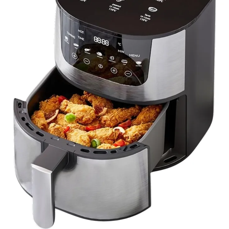 LINBOX Heißluftfritteuse 4,5 l, 1400 W, 7 Programme, 80–200 °C, schwarze Fritteuse mit polnischem Menü