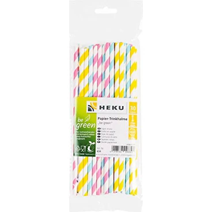 Heku 30 Papier Trinkhalme be green