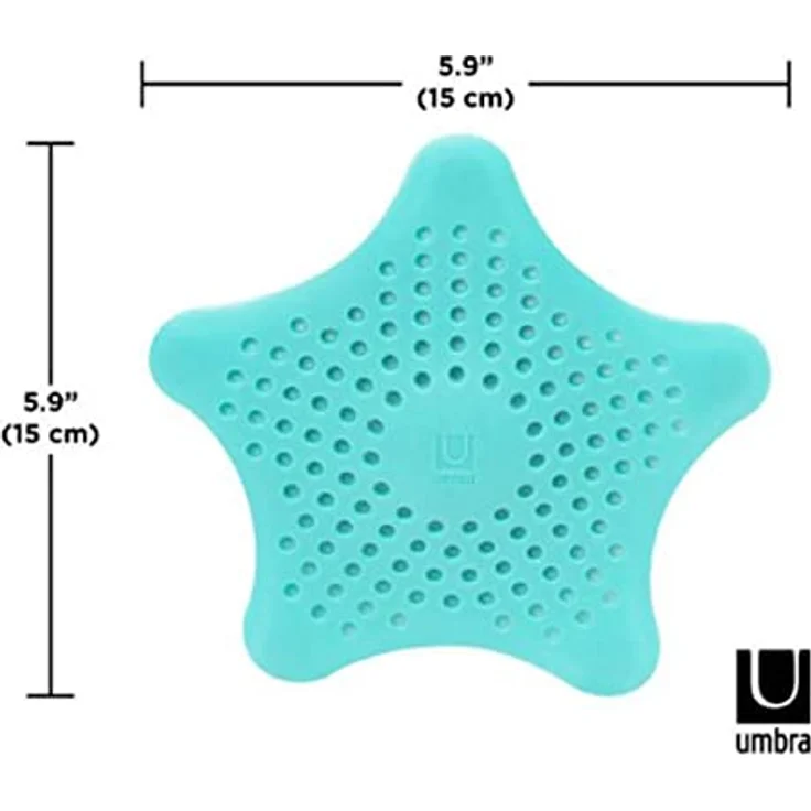 Umbra Starfish Abfluss Haarfänger mit 5 Starken Saugnäpfen – Silikon Abflusssieb und Haar Stopper für Dusche, Badewanne, Waschbecken und Spüle – Hält Abflüsse Frei von Haaren und Kleinteilen, Türkis – Bild 3