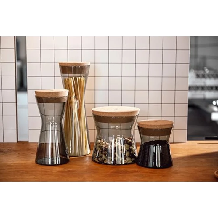 LEONARDO HOME FORMA X Dose, Vorratsdose mit Korkdeckel, luftdichter Behälter, grau, Höhe 22 cm – Bild 3