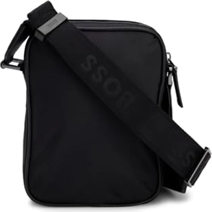 Hugo Boss B Icon NS Umhängetasche, 20.5 cm, schwarzes Recycled PET, verstellbarer Schultergurt mit Tragepolster, sicheres Reißverschlussfach – Bild 3