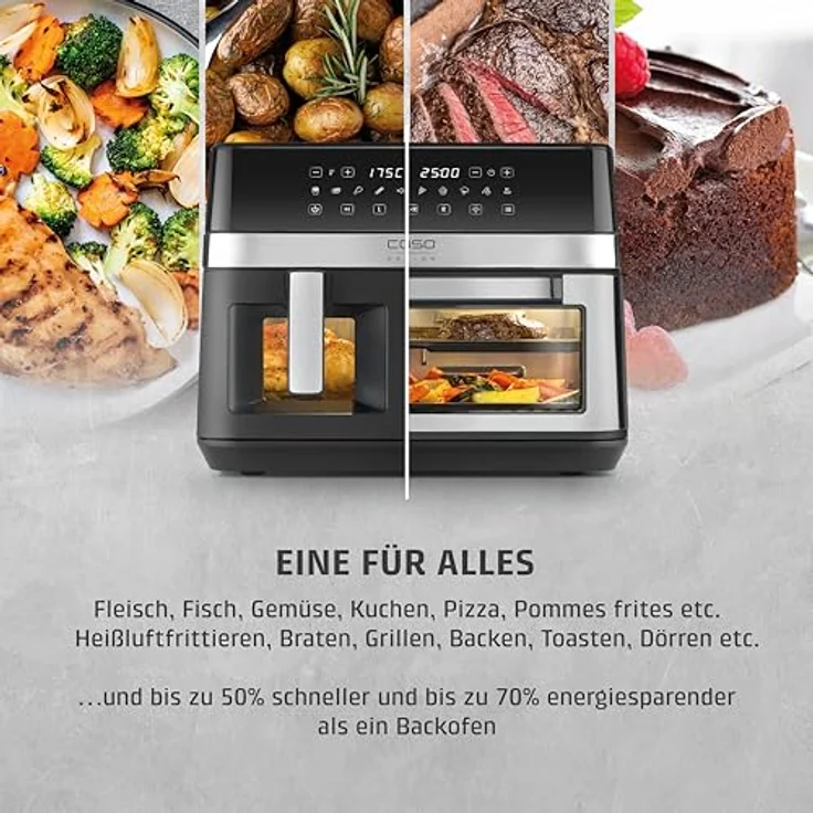 Caso Heißluftfritteuse 3186 Design AirFry DuoChef, 14 l Dual-Kammer, 2200 W, energiesparend und schnell – Bild 9