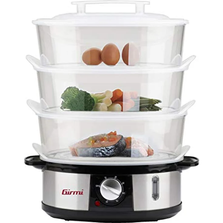 Girmi VP26 Dampfgarer, 750 W, 12 Liter, 3 Ebenen, Stahl – Bild 4