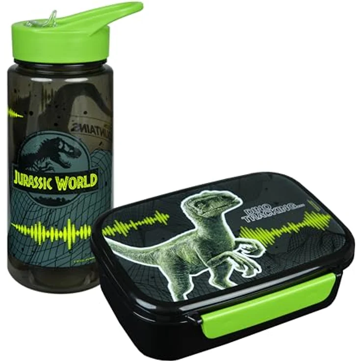 Scooli Lunchbox Jurassic World Set, 2-tlg. mit auslaufsicherer Brotzeitdose und BPA-freier Trinkflasche, 500 ml – Bild 2