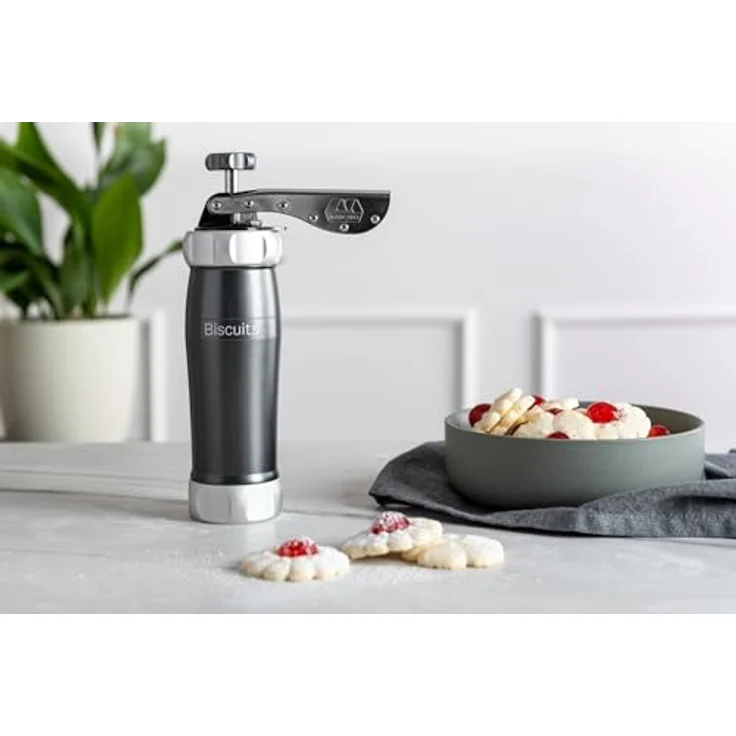 Marcato Gebäckpresse Biscuits, Keksmaschine mit 20 Formen und ergonomischem Hebel, grau – Bild 2