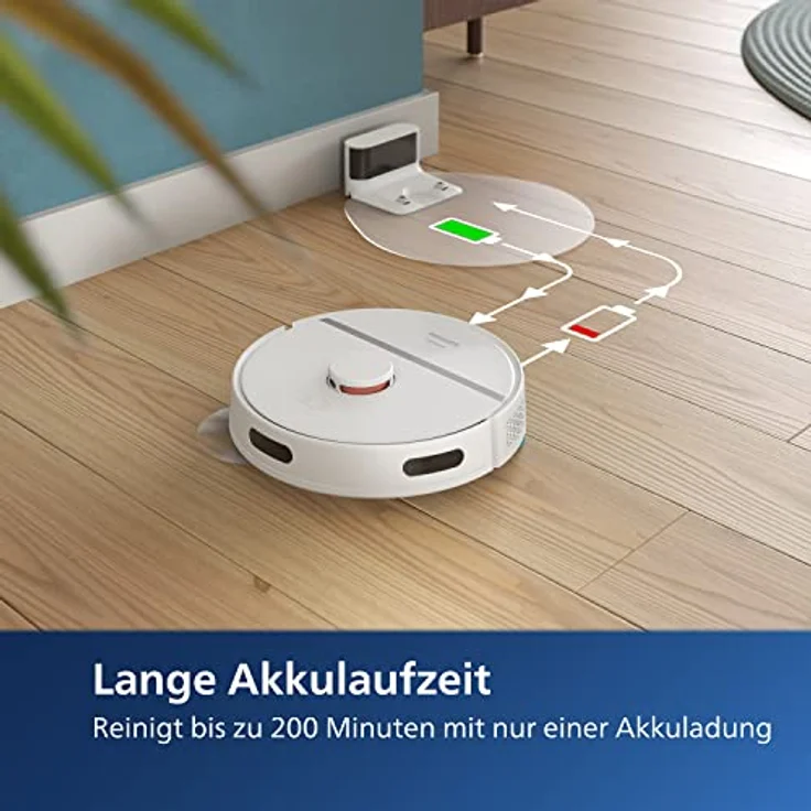 Philips Homerun Serie 3000 Saug-Wischroboter, ultrastarke Saugleistung (4000 Pa), Lasernavigation, 200 Minuten Laufzeit, weiß, Saugroboter, App, XU3000/02 – Bild 5
