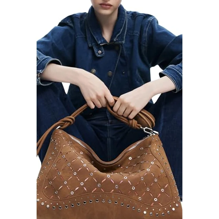 Desigual Yankee Leiria, Damen Handtasche aus hochwertigem Kunstleder, braun, mit geräumiger Innenaufteilung und originellem Design – Bild 5