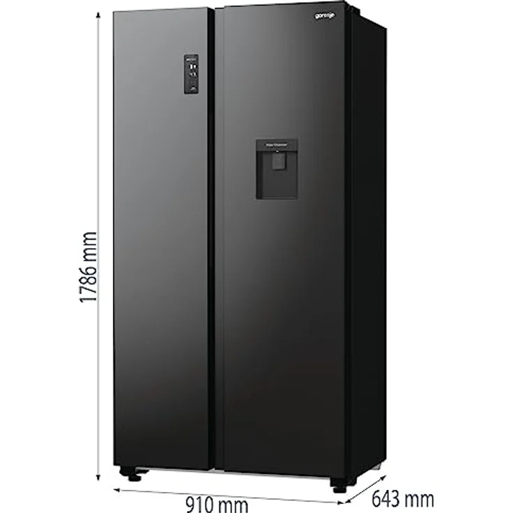 Gorenje NRR 9185 EABXLWD Side-by-Side-Kühlschrank, freistehend, schwarz, NoFrost, Breite 91 cm, Energieklasse E – Bild 3