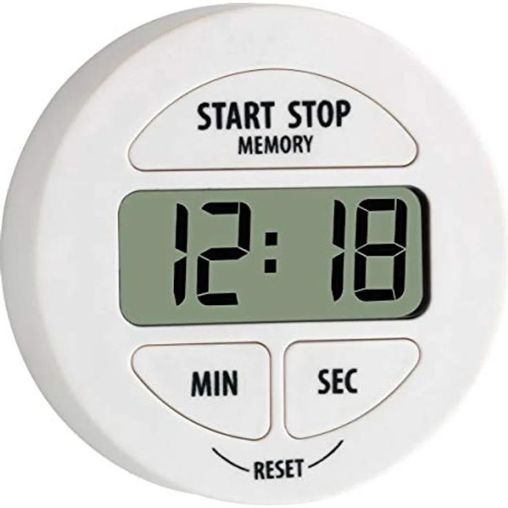 TFA Dostmann Digitaler Timer und Stoppuhr, 38.2022.02, klein und handlich, magnetisch, mit Memory-Funktion, weiß, Kunststoff, L 55 x B 17 x H 55 mm – Bild 1