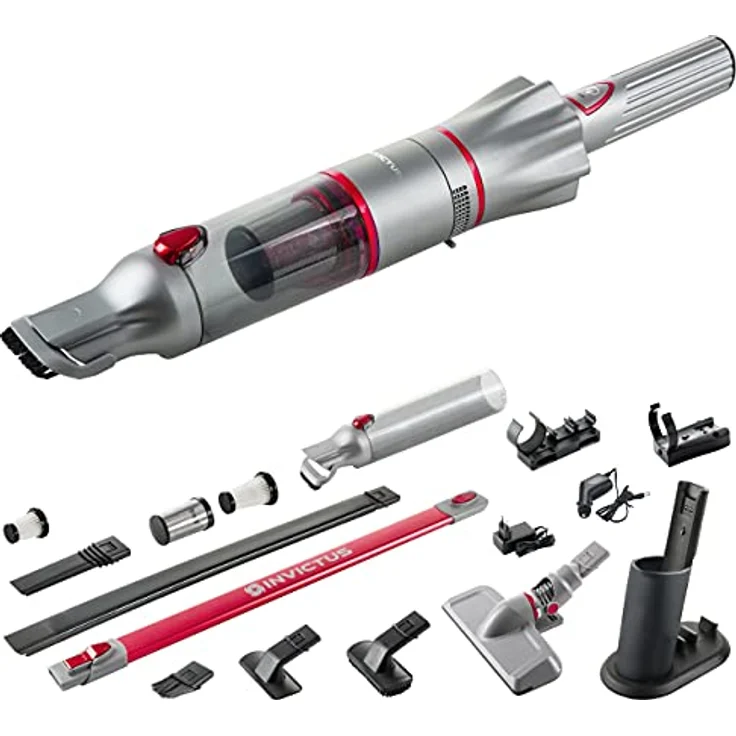 Genius Invictus One 2.0 Handstaubsauger + Bodenstaubsauger 23-TLG rot - Handsauger beutellos & kabellos mit 13000PA | HEPA Filter, Lithium Ionen Akku, Bürsten-Set, Wandhalterung – Bild 1