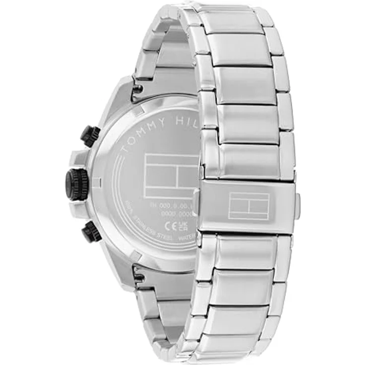Tommy Hilfiger 1792198, Herrenarmbanduhr mit Dual-Time-Funktion, silbernes Edelstahlarmband und dunklem Zifferblatt – Bild 3