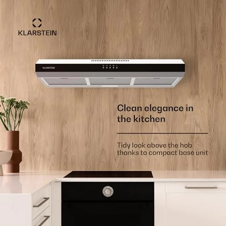 Klarstein Dunstabzugshaube 90cm, Abluft-Dunstabzugshaube mit Spülmaschinenfestem Filter aus Aluminium, Leise Abzugshaube Abluft, 200m³/h Luftstrom, Effiziente Wandhauben mit LEDs & Touch Controls – Bild 2