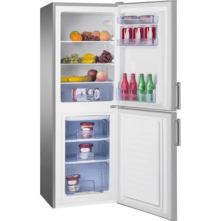 Amica KGC 384 110 E WID Kühl-Gefrierkombination, freistehend, silber, LED, Abtauautomatik, Breite 52 cm, Energieklasse C – Bild 1