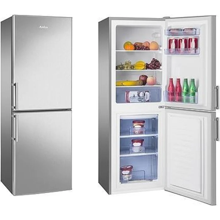 Amica KGC 384 110 E WID Kühl-Gefrierkombination, freistehend, silber, LED, Abtauautomatik, Breite 52 cm, Energieklasse C – Bild 5