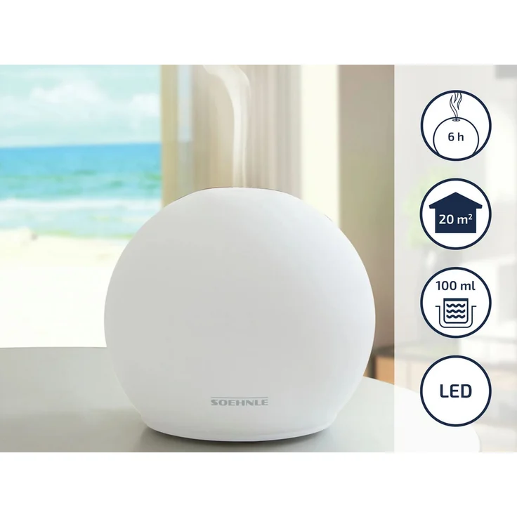Soehnle 68051 Venezia mit Ultraschallvernebelungstechnik, Zerstäuber für eine Beduftung mit Wasser und Duftöl, Diffuser mit Farbwechsel – Bild 3