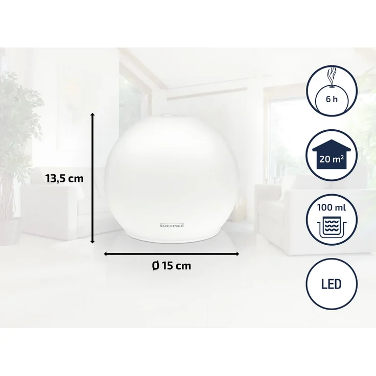Soehnle 68051 Venezia mit Ultraschallvernebelungstechnik, Zerstäuber für eine Beduftung mit Wasser und Duftöl, Diffuser mit Farbwechsel – Bild 4