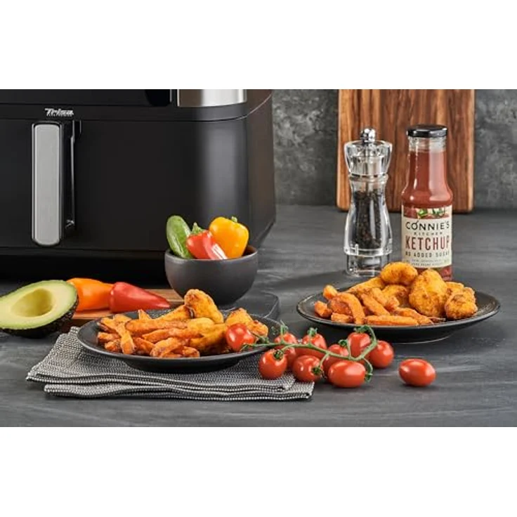 Trisa Fritteuse Trisa Crunchy Fry Pro Heißluft-Fritteuse 2400 W Schwarz, 2400 W - Zeitlich abgestimmtes Frittieren, 10 Liter Füllmenge, Touch Display, regulierbare Temperatur – Bild 6