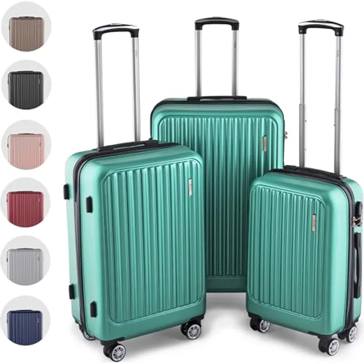Easy Move ABS Hartschalenkoffer [ERGONOMISCH & SICHER] - Großer Trolley Koffer mit 360° Rädern, Zahlen Schloss - Pink, Set