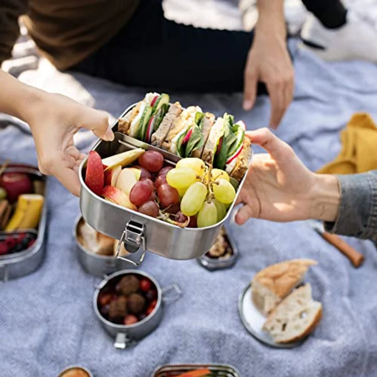 ECObrotbox Lunchbox Bento Flex Edelstahl 1300 ml Silber – Bild 10