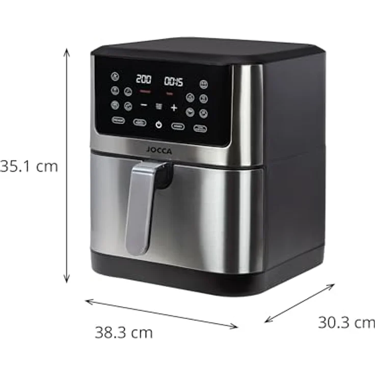 JOCCA Heißluftfritteuse 8L, ölfreie Luftfritteuse mit LED Touch Screen, 1800W Leistung, einstellbare Temperatur, gesundes Kochen, Silber2 – Bild 2