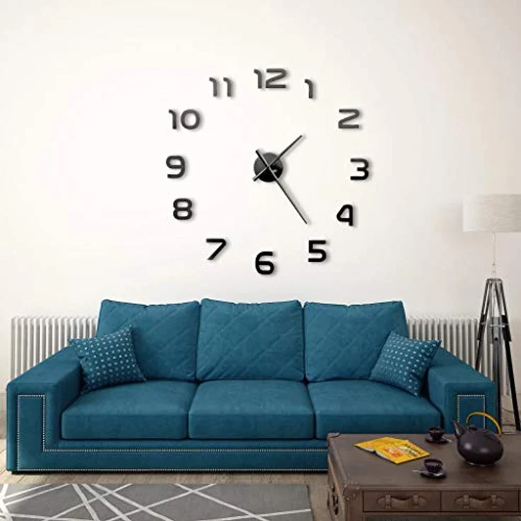 vidaXL 3D Wanduhr Modernes Design 100cm XXL Schwarz Deko Wand Uhr Wandtattoo – Bild 2