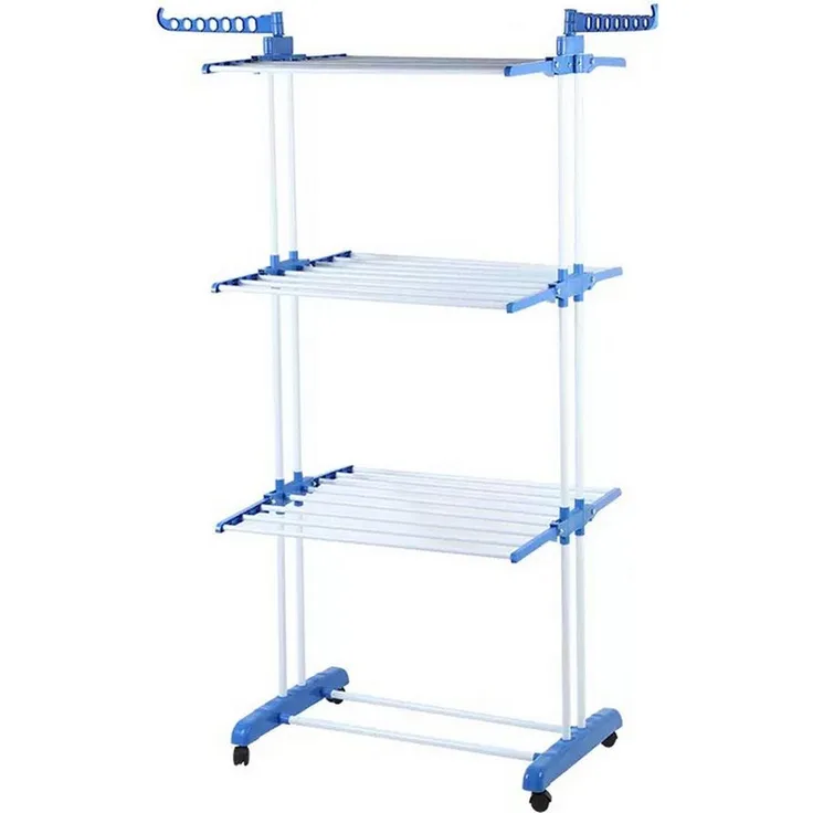 HTI-Living Turmwäscheständer mit 3 Ebenen, praktischer Wäscheständer mit Rollen, klappbar und robust, 74 x 170 x 64 cm