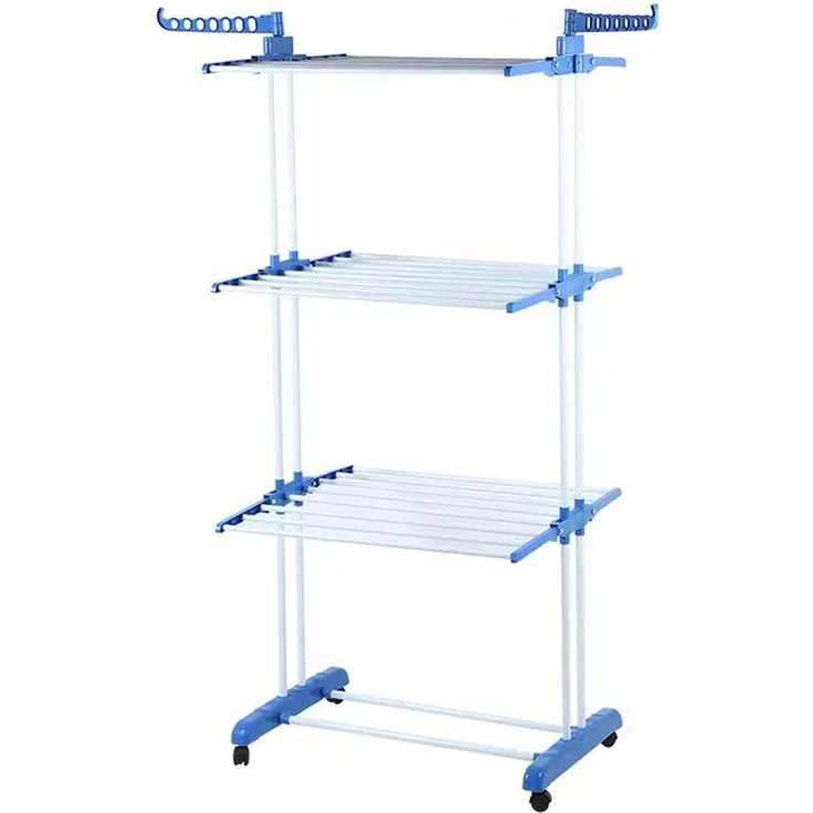 HTI-Living Turmwäscheständer mit 3 Ebenen, praktischer Wäscheständer mit Rollen, klappbar und robust, 74 x 170 x 64 cm