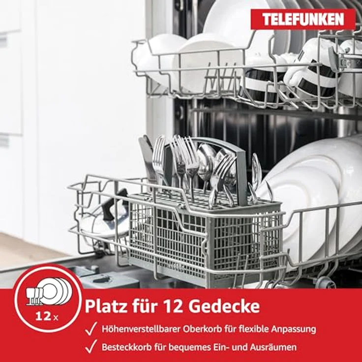 Telefunken GFS6012DI, freistehender Geschirrspüler 60 cm, 12 Maßgedecke, Silber, 6 Programme, AquaStop, Eco, 45 dB – Bild 4