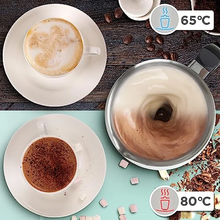 Duronic MF500 WE Milchaufschäumer, Induktion mit 500 ml abnehmbaren Behälter, XXL Milch Wärmer für Heiß- und Kaltschaum, Schwarz – Bild 5