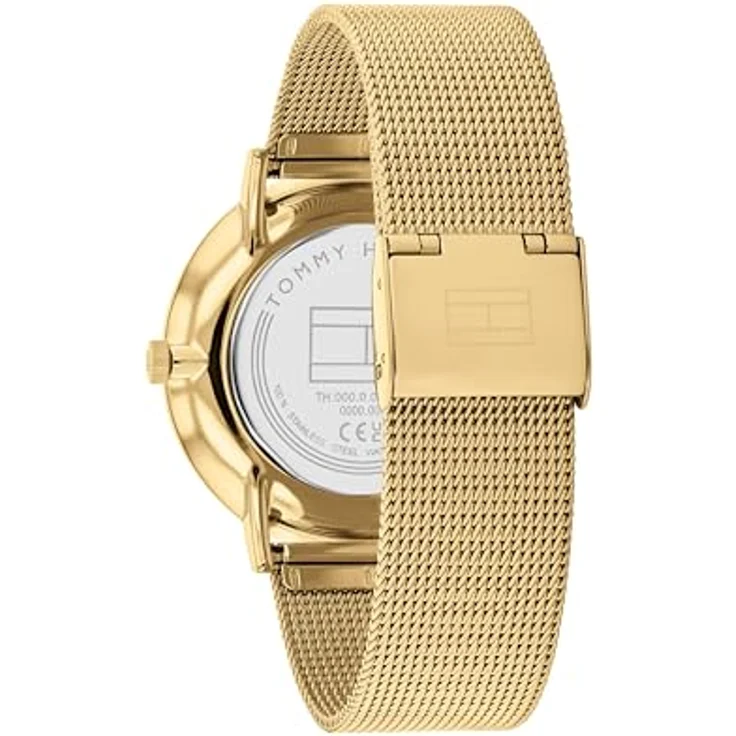 Tommy Hilfiger Damen Multifunktions-Quarz-Uhr mit smaragdgrünem Zifferblatt, 3 Hilfszifferblätter, wasserdicht bis 3ATM, 316L Edelstahl-Mesh-Armband mit Gelbgold-Ionenplattierung – Bild 3
