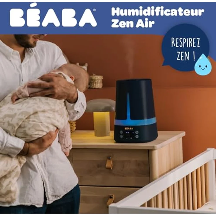 Béaba Zen Air Luftbefeuchter für Baby, Nachtblau, 4 l, 27 Stunden Autonomie, leise, Nachtlicht 7 Farben, 3 Helligkeitsstufen, Düse 360°, 2 Modi, LED-Display, Timer – Bild 2