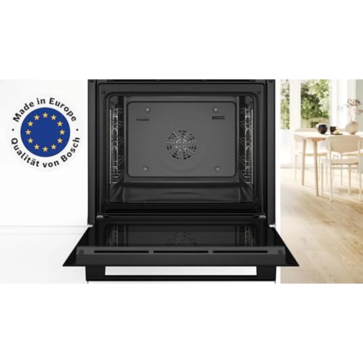 Bosch HBG537BB3, Serie 6, Einbau-Backofen 60 x 60 cm, 10 Automatikprogramme, Schnellaufheizung, EcoClean Direct Rückwand, 3D-Heißluft, Soft Close, Versenkknebel, LCD Display, Schwarz – Bild 2