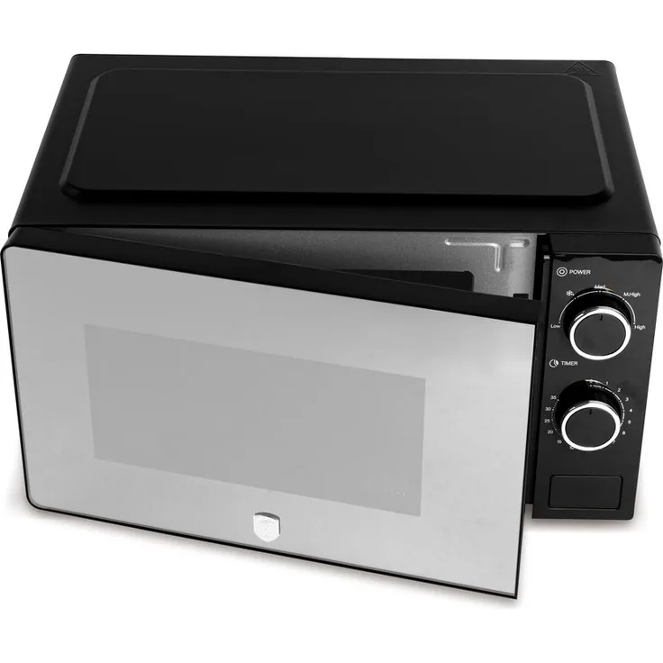 Berlinger Haus 20 L Mikrowelle, elegante Schwarz-Silber Ausführung mit Spiegelglastür und 5 Leistungsstufen
