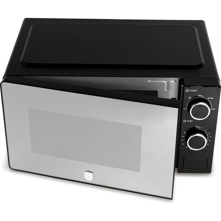 Berlinger Haus 20 L Mikrowelle, elegante Schwarz-Silber Ausführung mit Spiegelglastür und 5 Leistungsstufen
