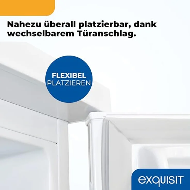 Exquisit KS16-V-H-010C, Kühlschrank ohne Gefrierfach, 133 l, LED-Beleuchtung, 3 Glasablagen, manuelle Temperaturregelung, wechselbarer Türanschlag, weiß – Bild 9