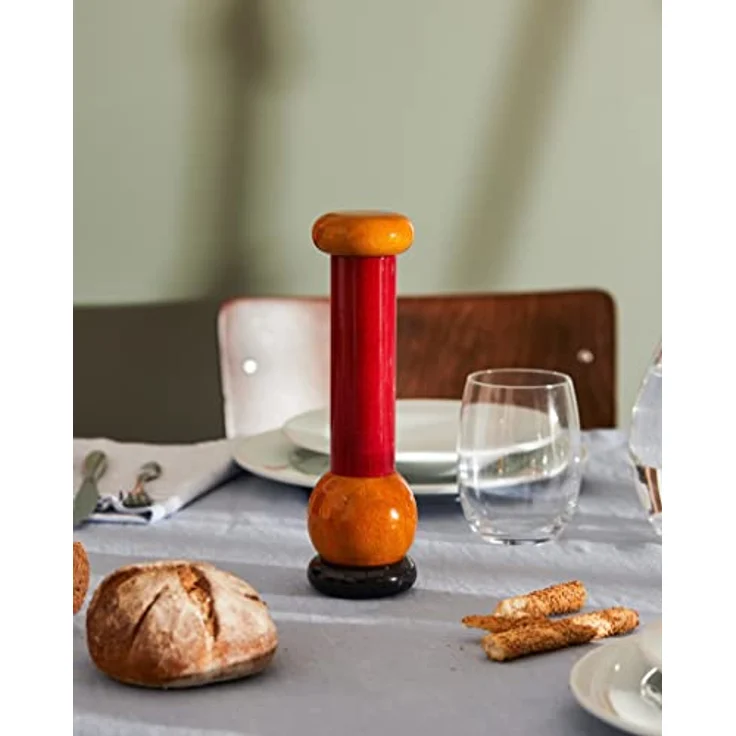 Alessi MP0210 Pfeffermühle aus Buchenholz, Holz, schwarz-rot-gelb, 18 x 9 x 12,5 cm, Einheiten, 1.0 – Bild 3
