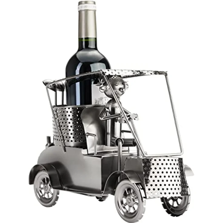 BRUBAKER Flaschenhalter Golfer in einem Golfcar Metall Skulptur Geschenk mit  – Bild 2