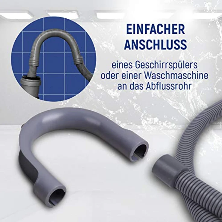 VIOKS Haltebogen Ablaufschlauch 180 Grad Bogen PVC - Halterung für Waschmaschine Ablaufschlauch & Schlauch Halterung für Geschirrspüler, Trockner – Bild 4