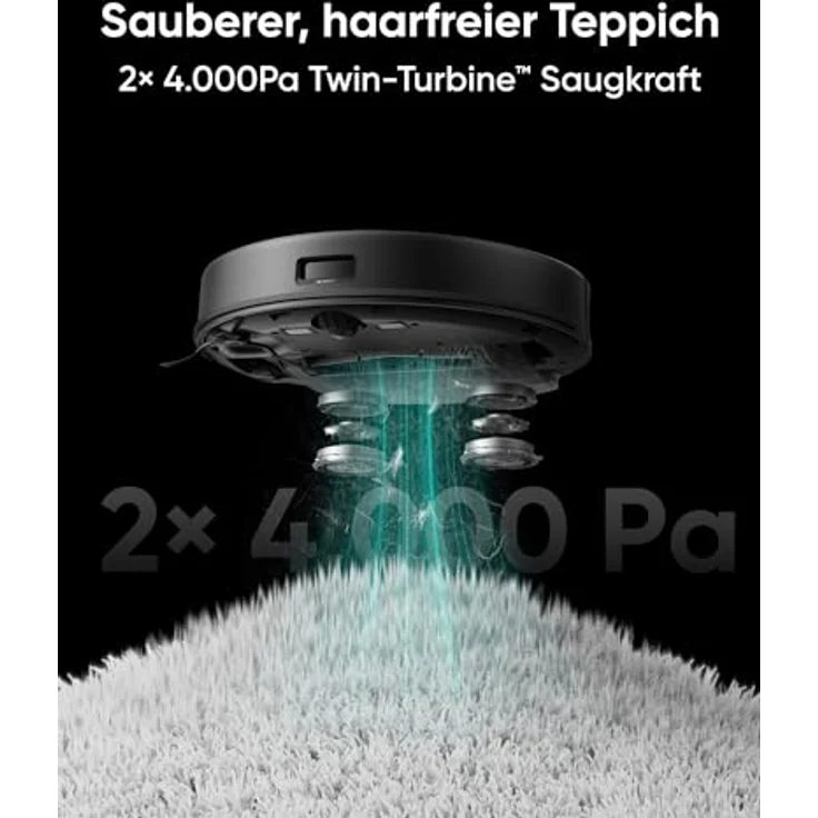 eufy X8 Pro Saugroboter mit Wischfunktion und Selbstentleerungsstation, Twin-Turbine™ 2× 4.000Pa Saugkraft, aktiver Entwirrungs-Bürste und iPath™ Laser-Navigation für Teppichreinigung von Tierhaaren – Bild 2